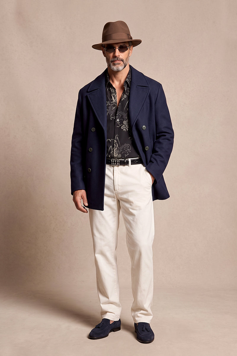 Navy 47.7% Merino Wool Coats