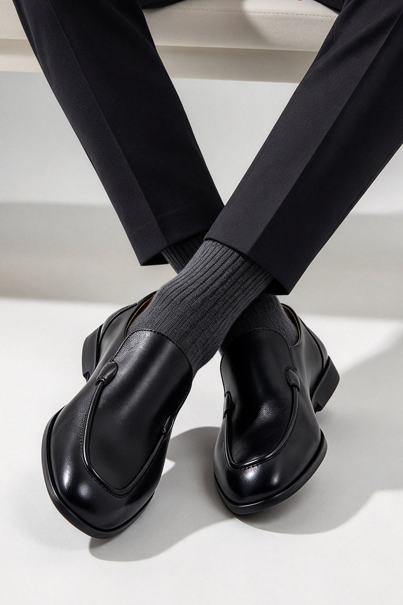 Men's Black Business Dress Loafters Shoes