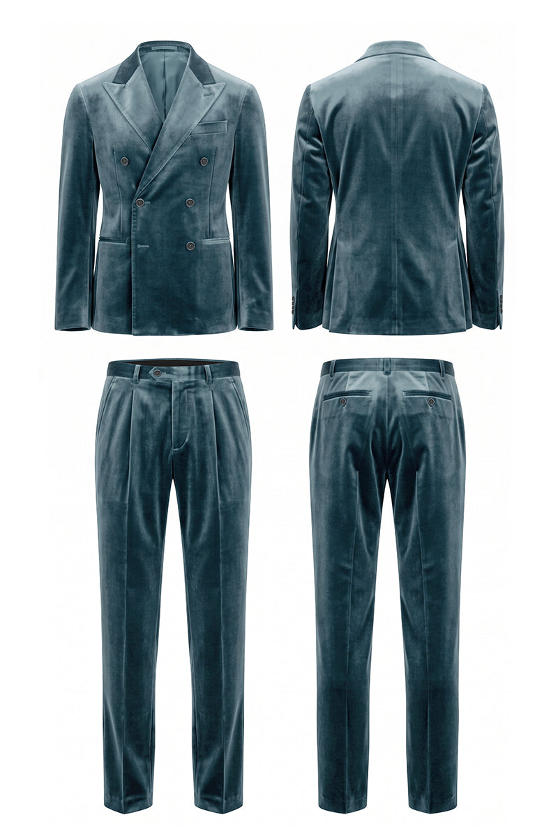 Lake Blue 100% Velvet Suits