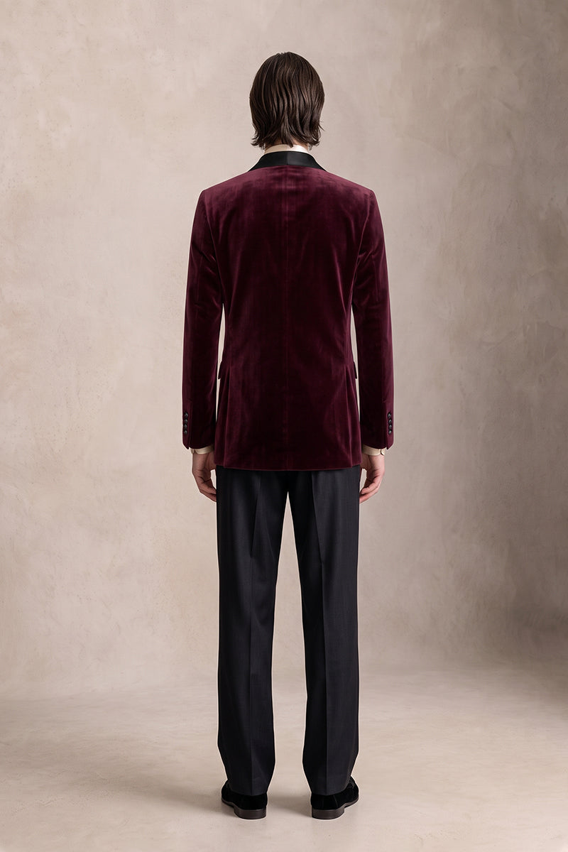 Burgundy 82% Velvet Suits