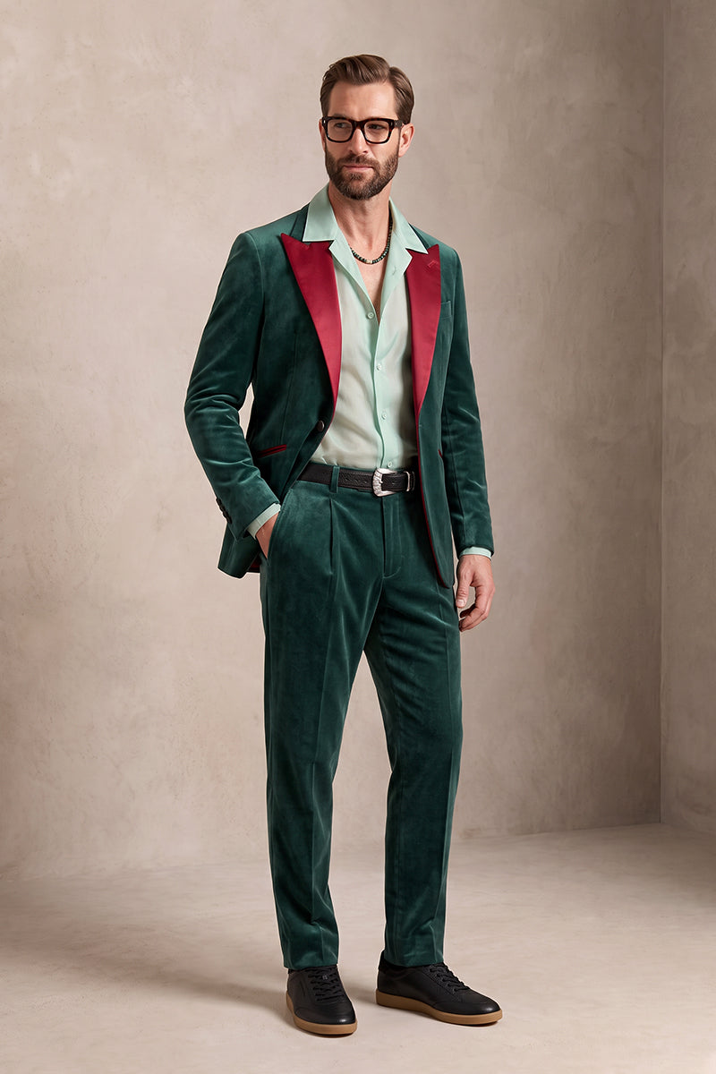 Emerald Green 100% Velvet Suits