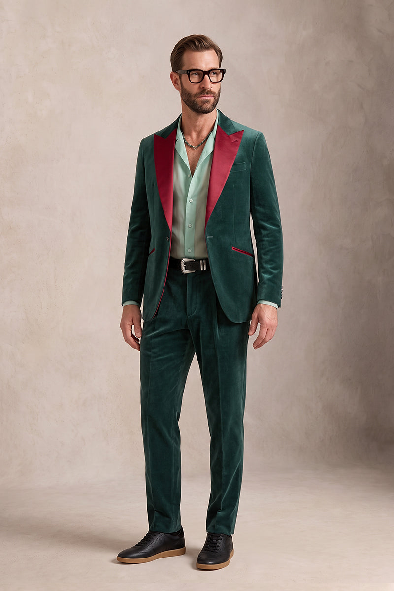 Emerald Green 100% Velvet Suits