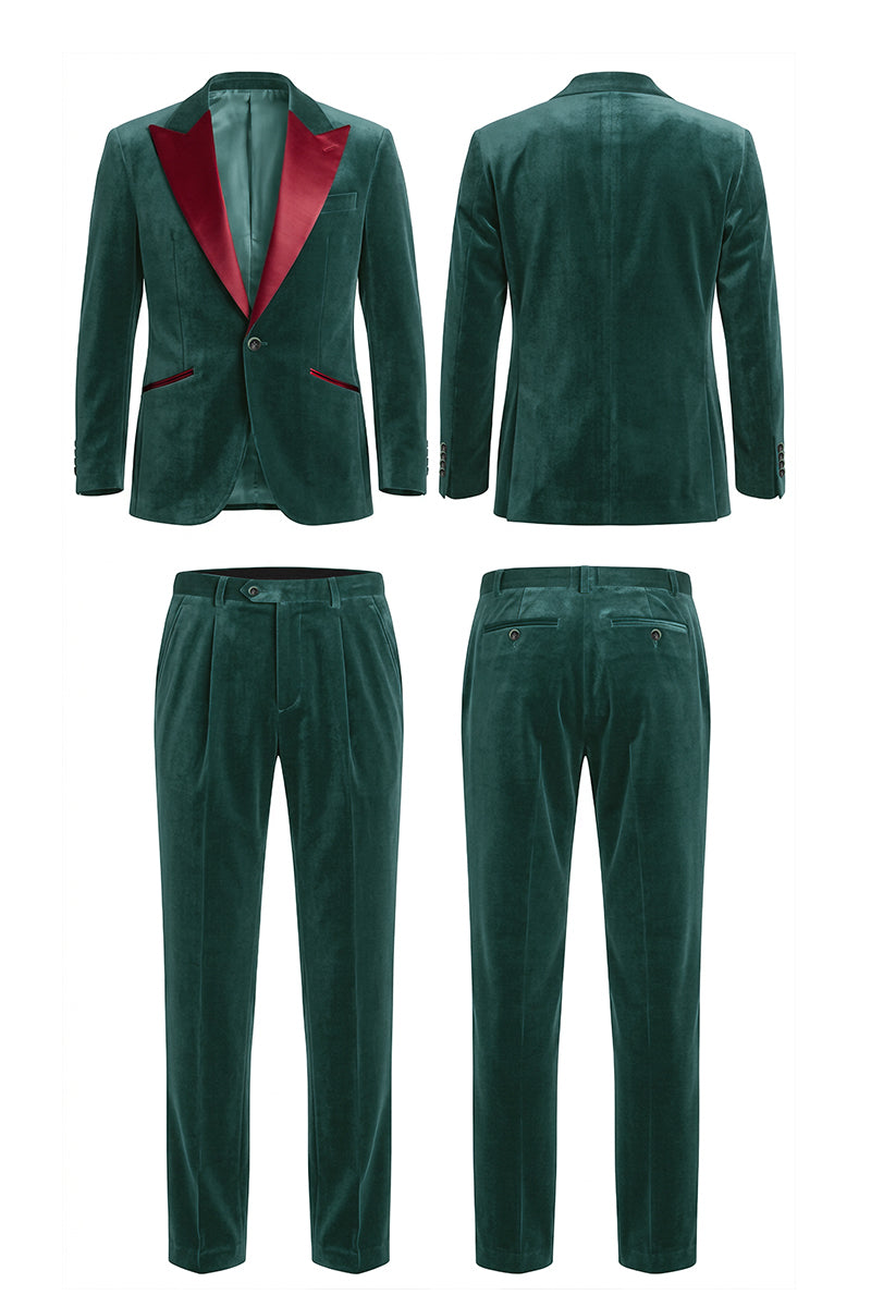 Emerald Green 100% Velvet Suits