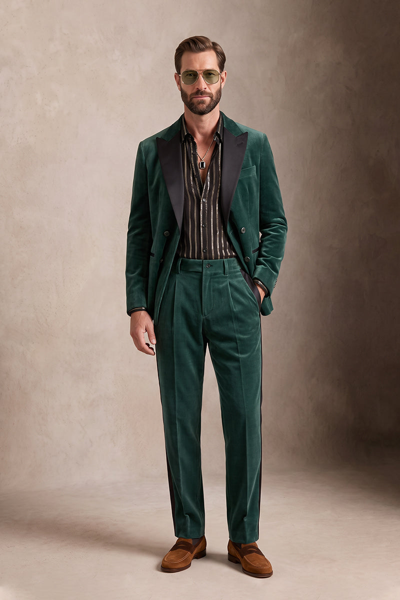 Emerald Green 100% Velvet Suits