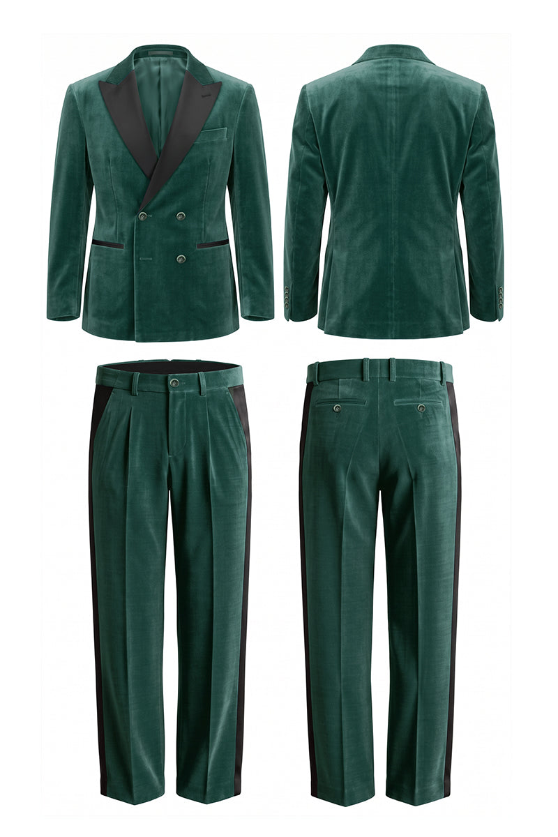 Emerald Green 100% Velvet Suits