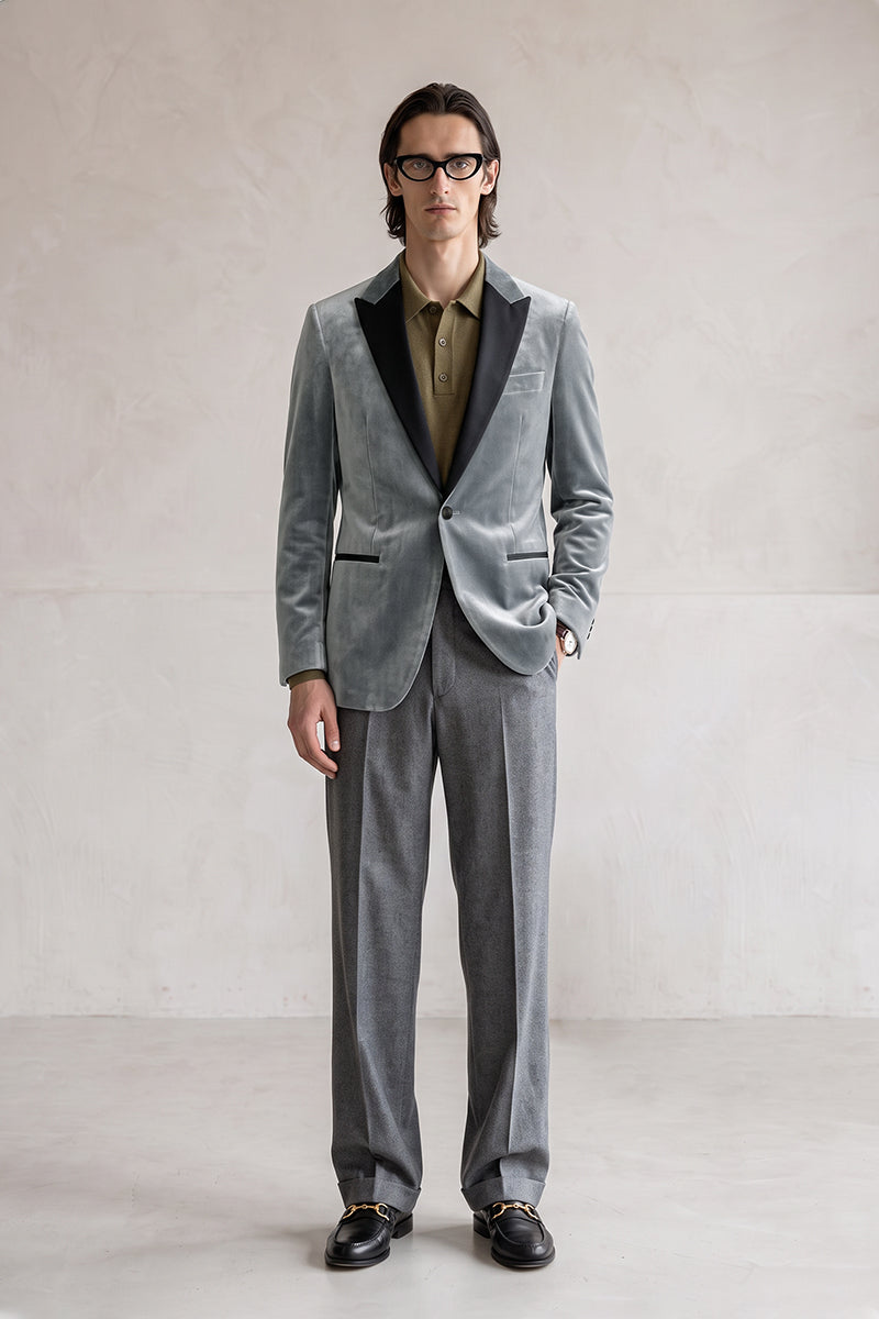 Gray 100% Velvet Blazers