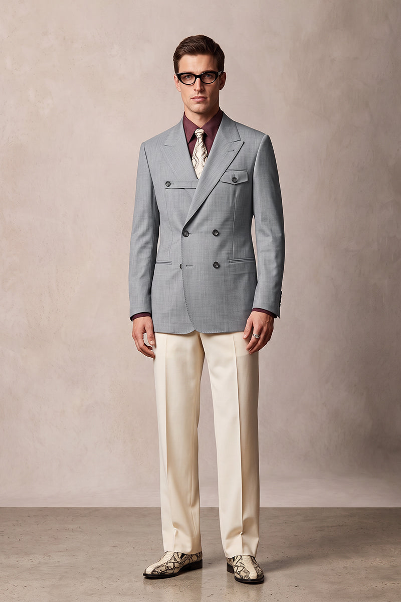 Gray 100% Merino Wool Blazers
