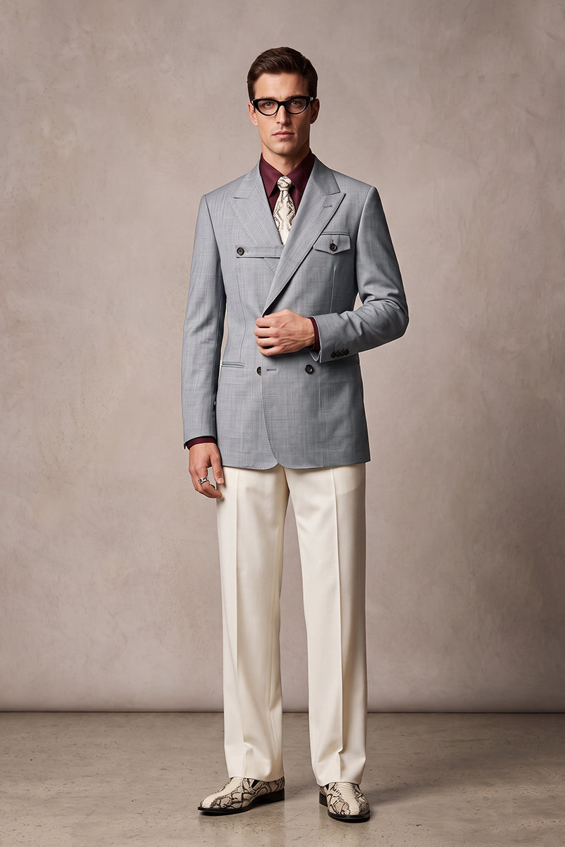 Gray 100% Merino Wool Blazers