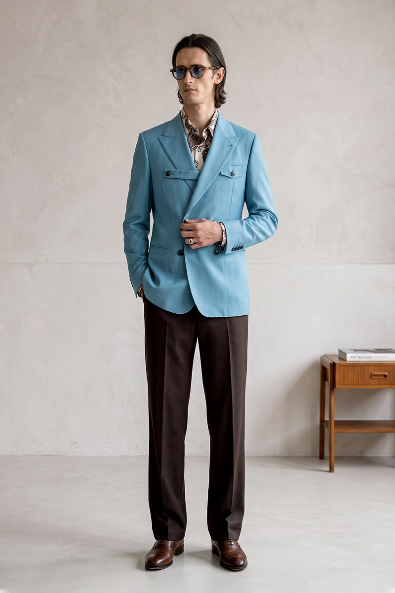 Blue 100% Merino Wool Blazers