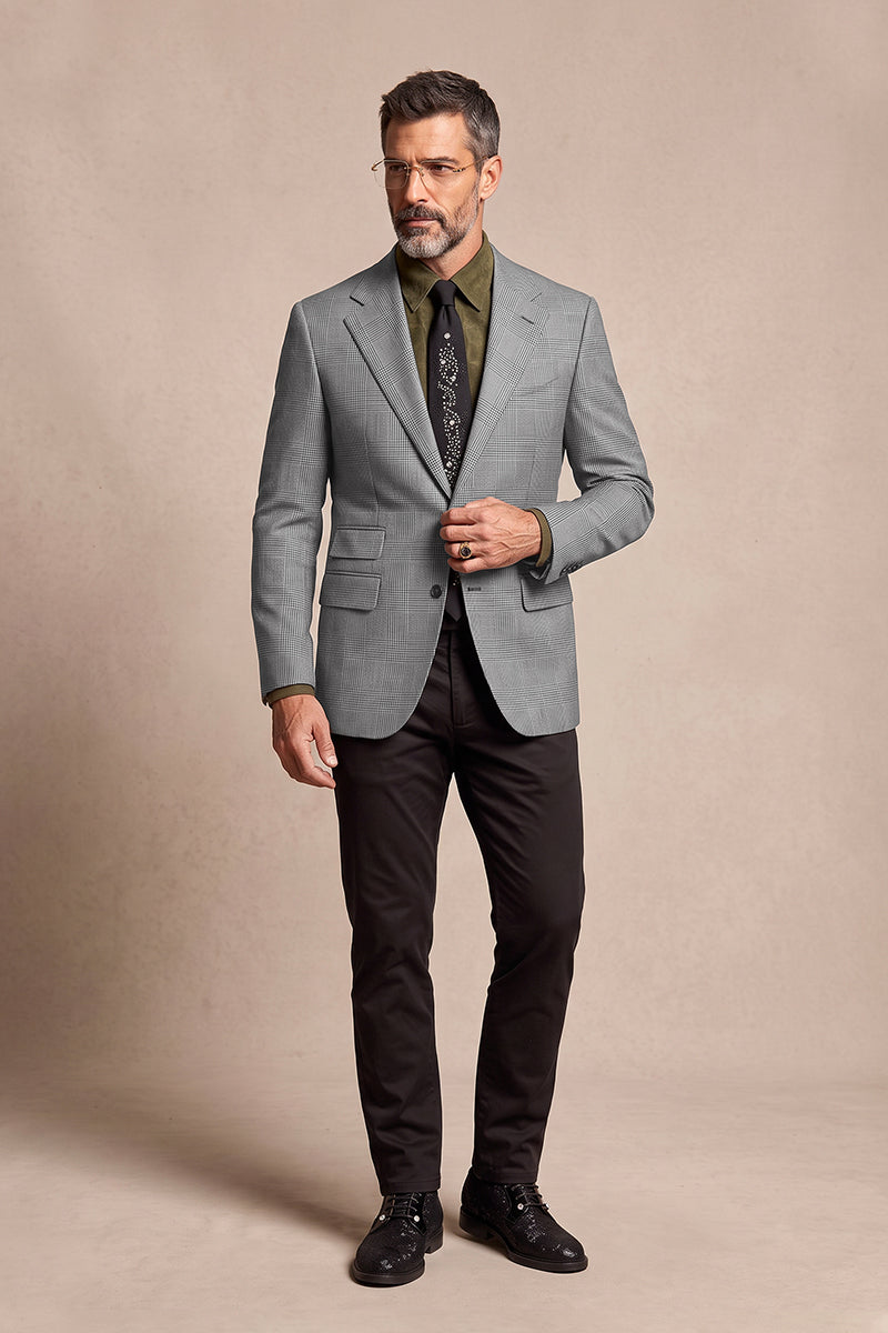 Gray 100% Merino Wool Blazers
