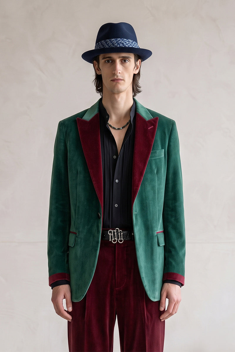 Emerald Green 100% Velvet Suits