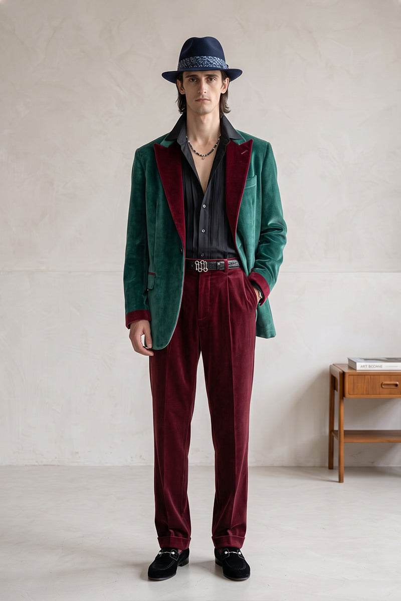 Emerald Green 100% Velvet Suits