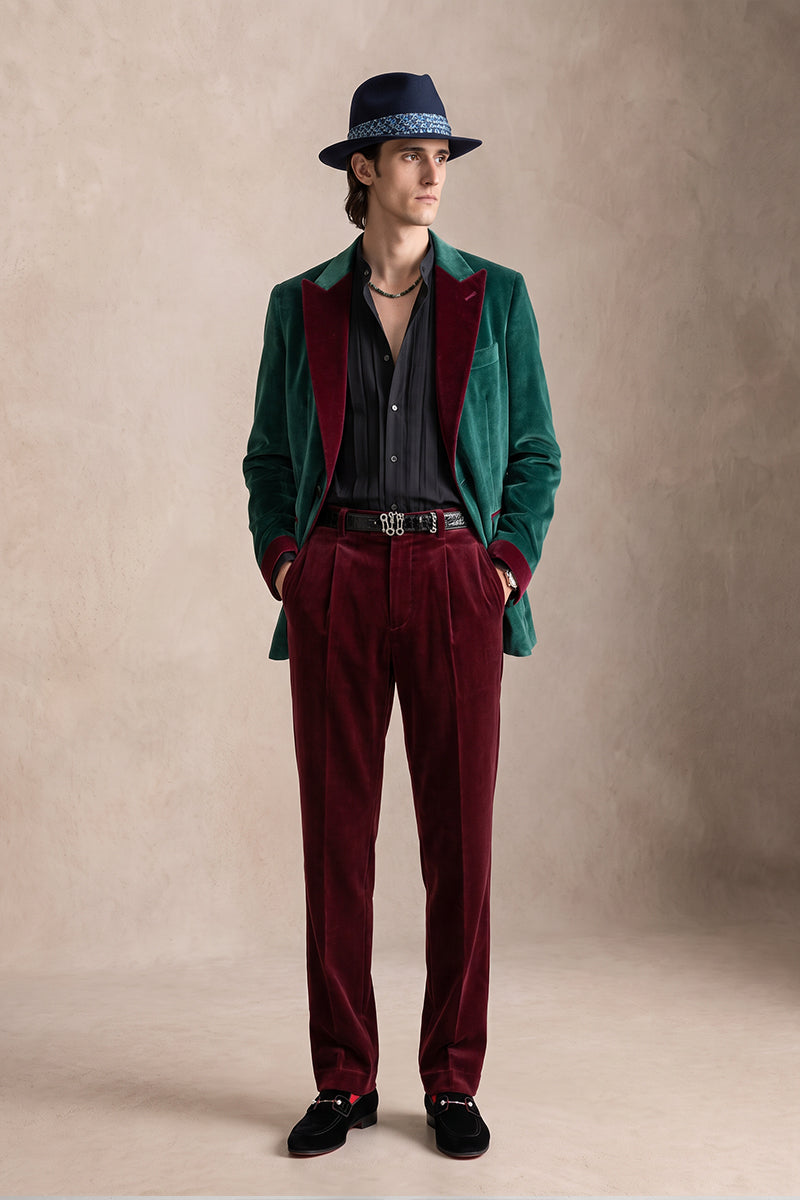 Emerald Green 100% Velvet Suits