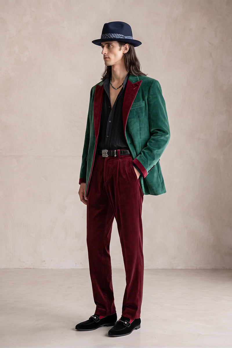 Emerald Green 100% Velvet Suits