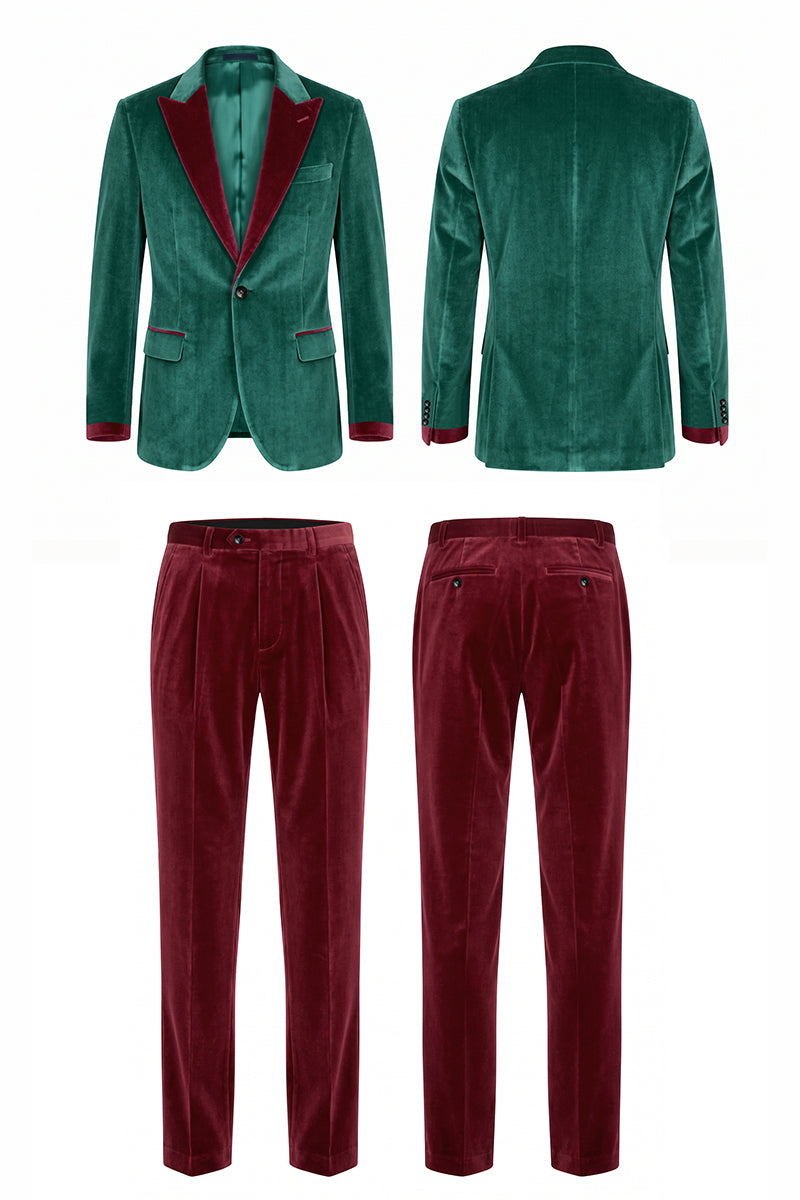 Emerald Green 100% Velvet Suits