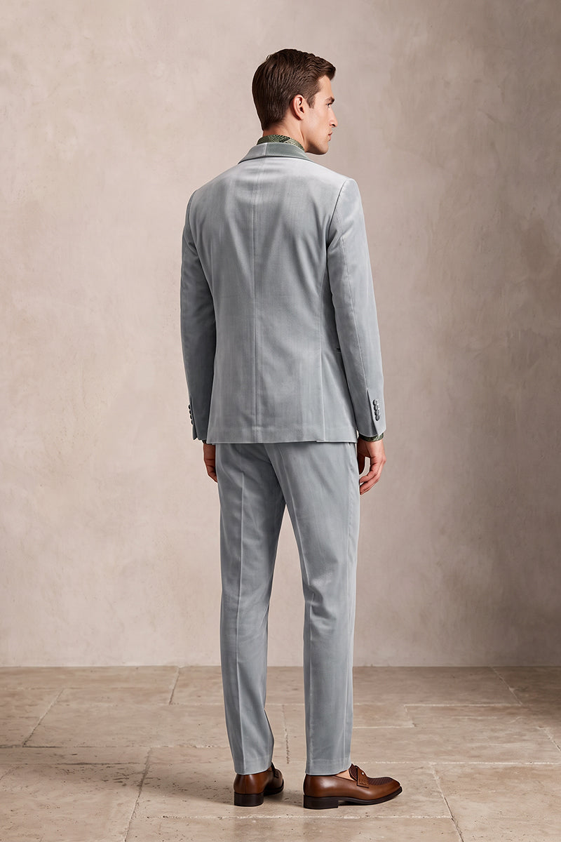 Gray 100% Velvet Suits