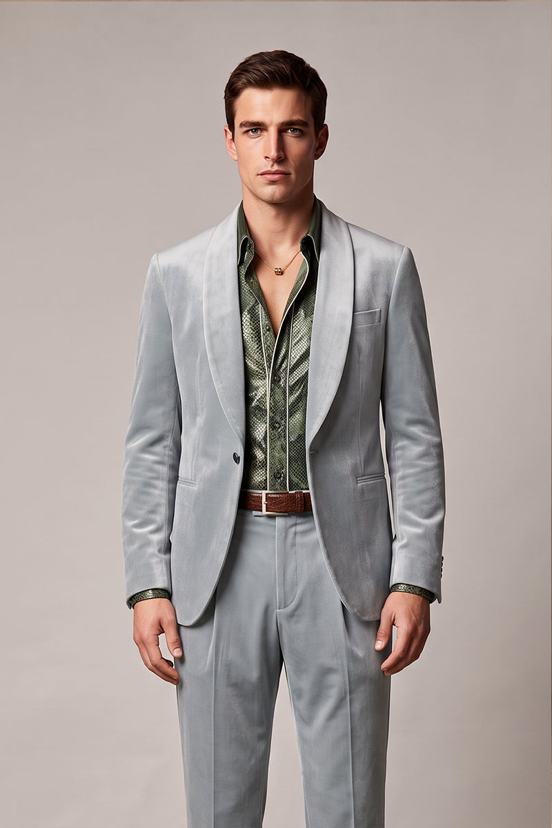 Gray 100% Velvet Suits