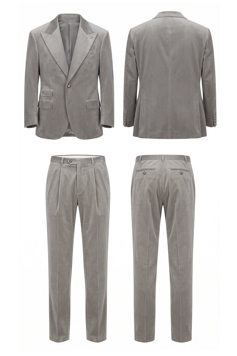 Gray 100% Velvet Suits