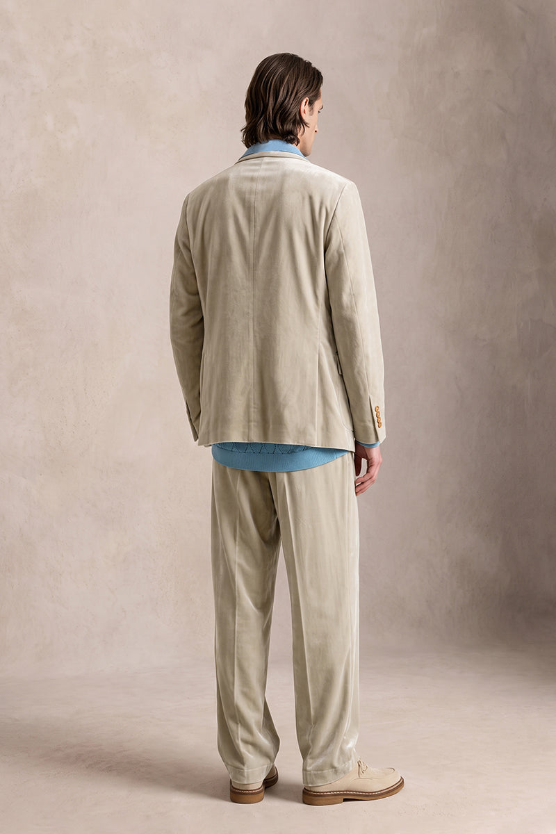 Beige 100% Velvet Suits