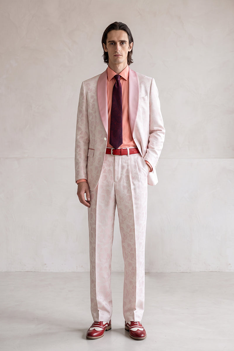 Pink 82% Jacquard Suits
