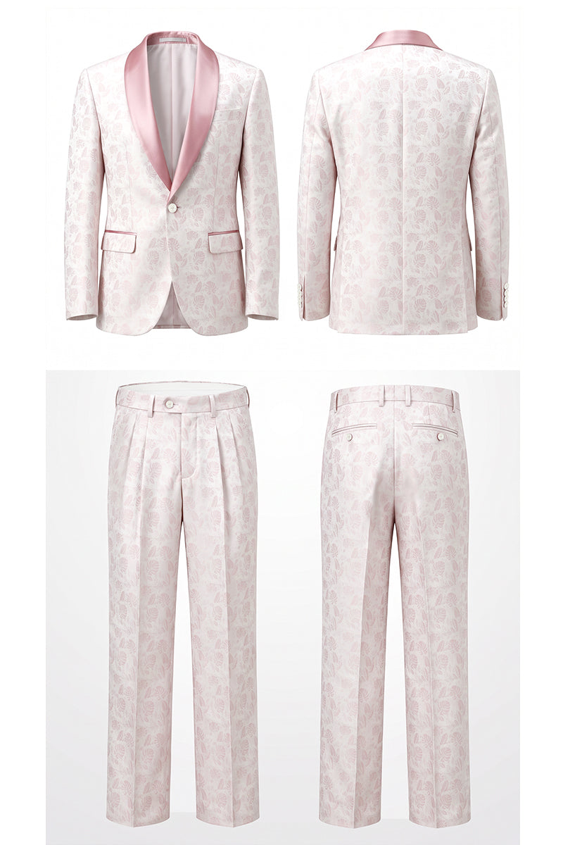 Pink 82% Jacquard Suits