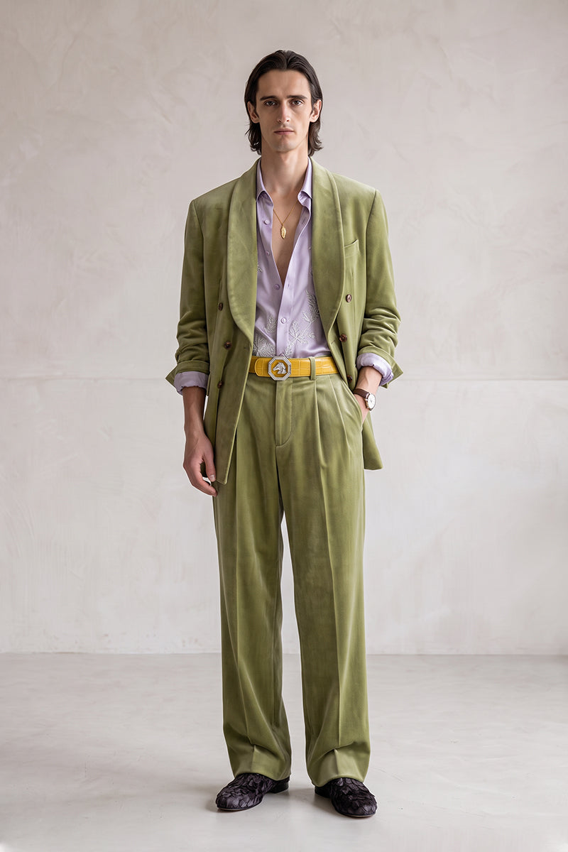 Olive Green 100% Velvet Suits