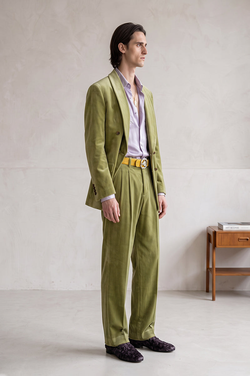 Olive Green 100% Velvet Suits