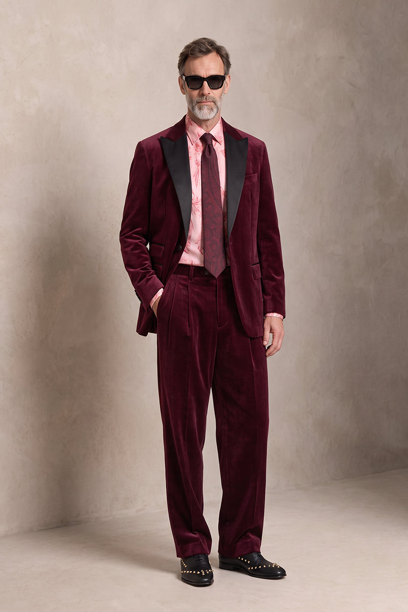 Burgundy 100% Velvet Suits