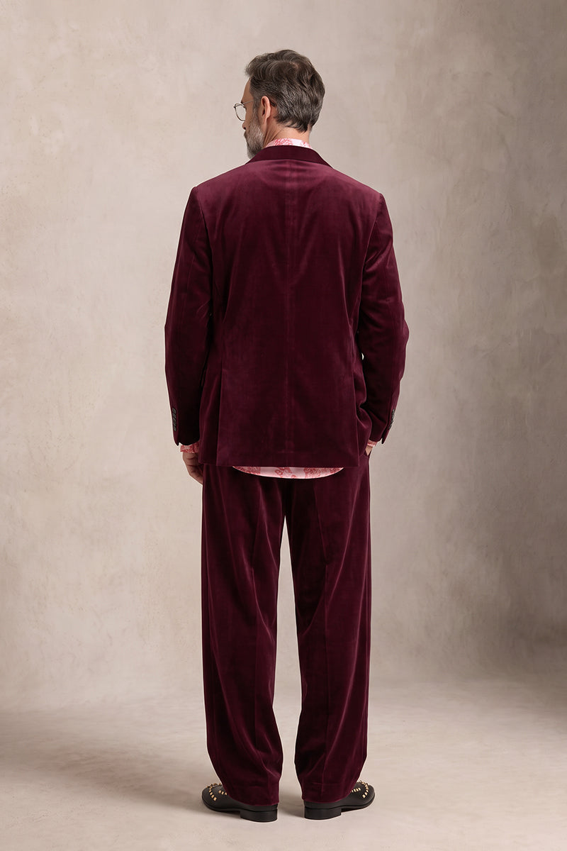 Burgundy 100% Velvet Suits