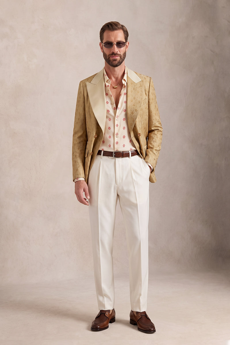 Gold 82% Jacquard Suits
