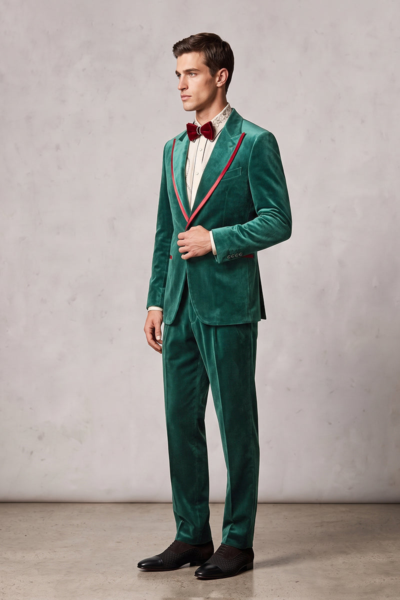 Emerald Green 100% Velvet Suits