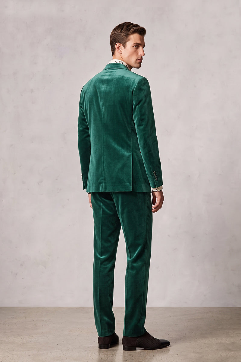 Emerald Green 100% Velvet Suits