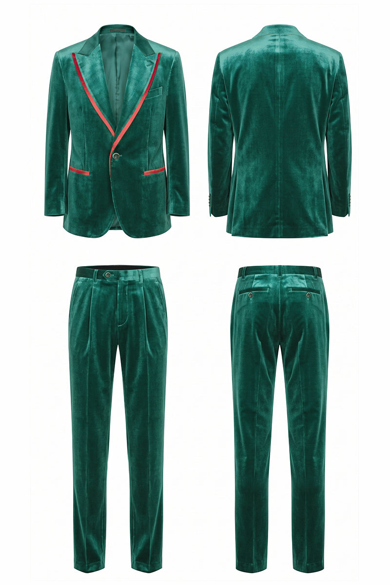 Emerald Green 100% Velvet Suits