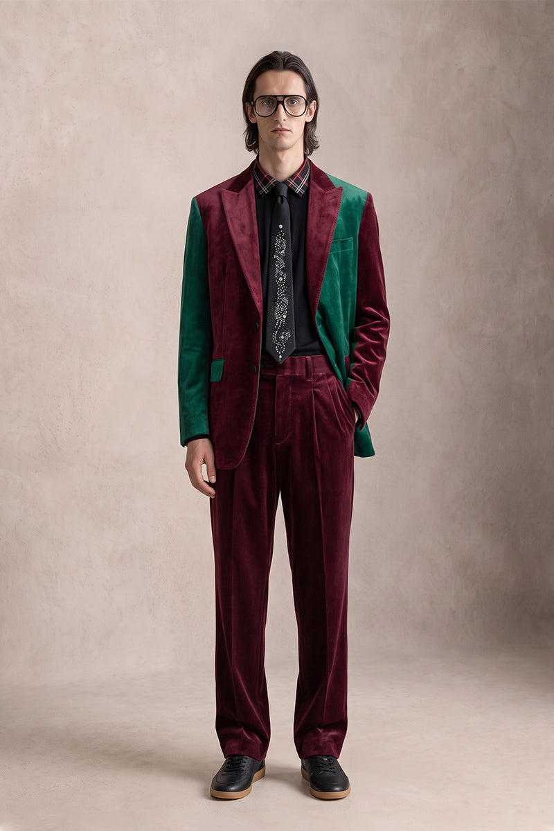 Burgundy 100% Velvet Suits