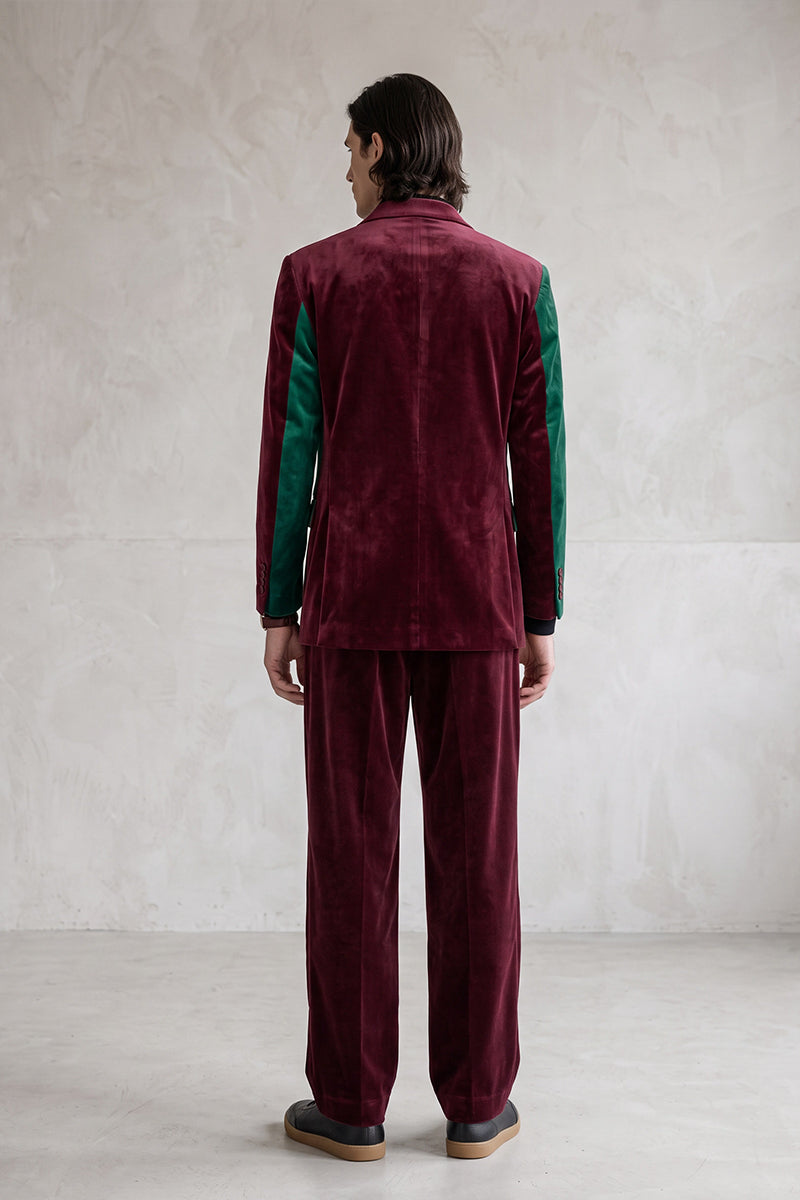 Burgundy 100% Velvet Suits