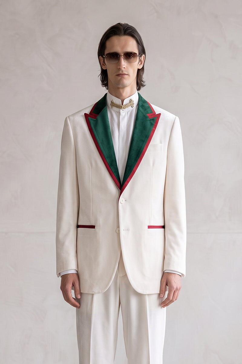 White 100% Velvet Suits
