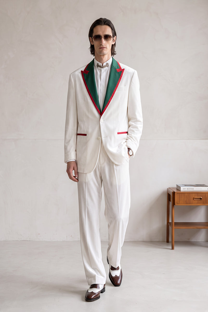 White 100% Velvet Suits