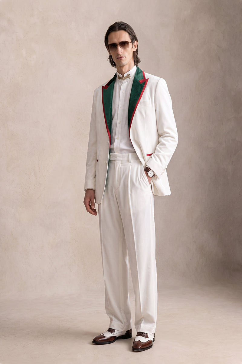 White 100% Velvet Suits