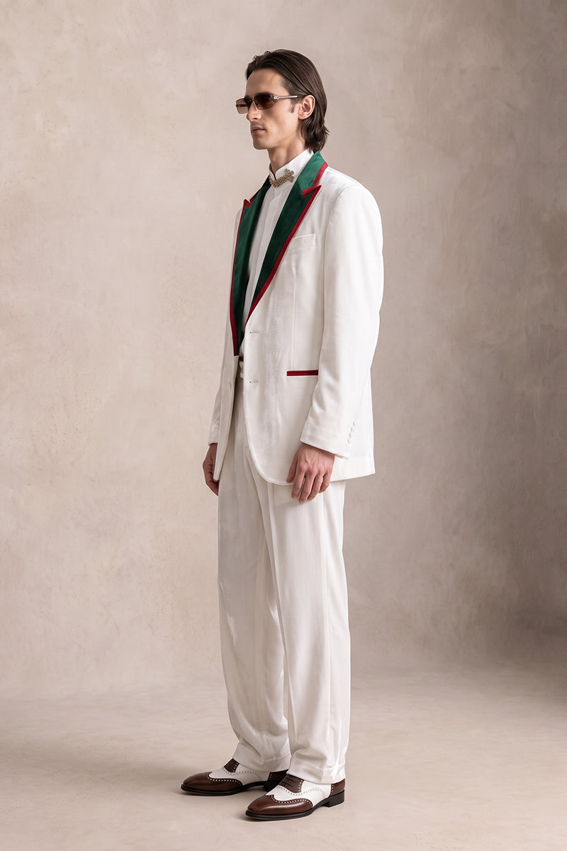 White 100% Velvet Suits