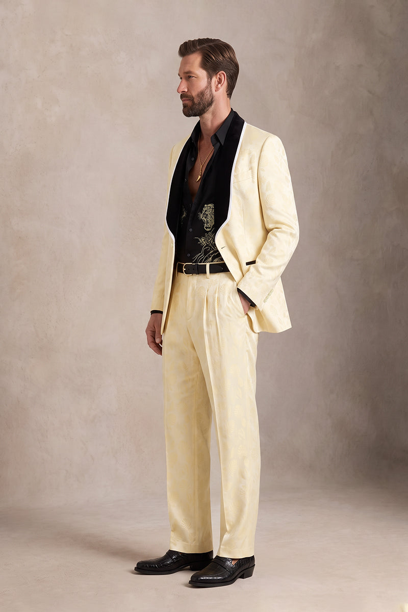 Light Yellow 82% Jacquard Suits