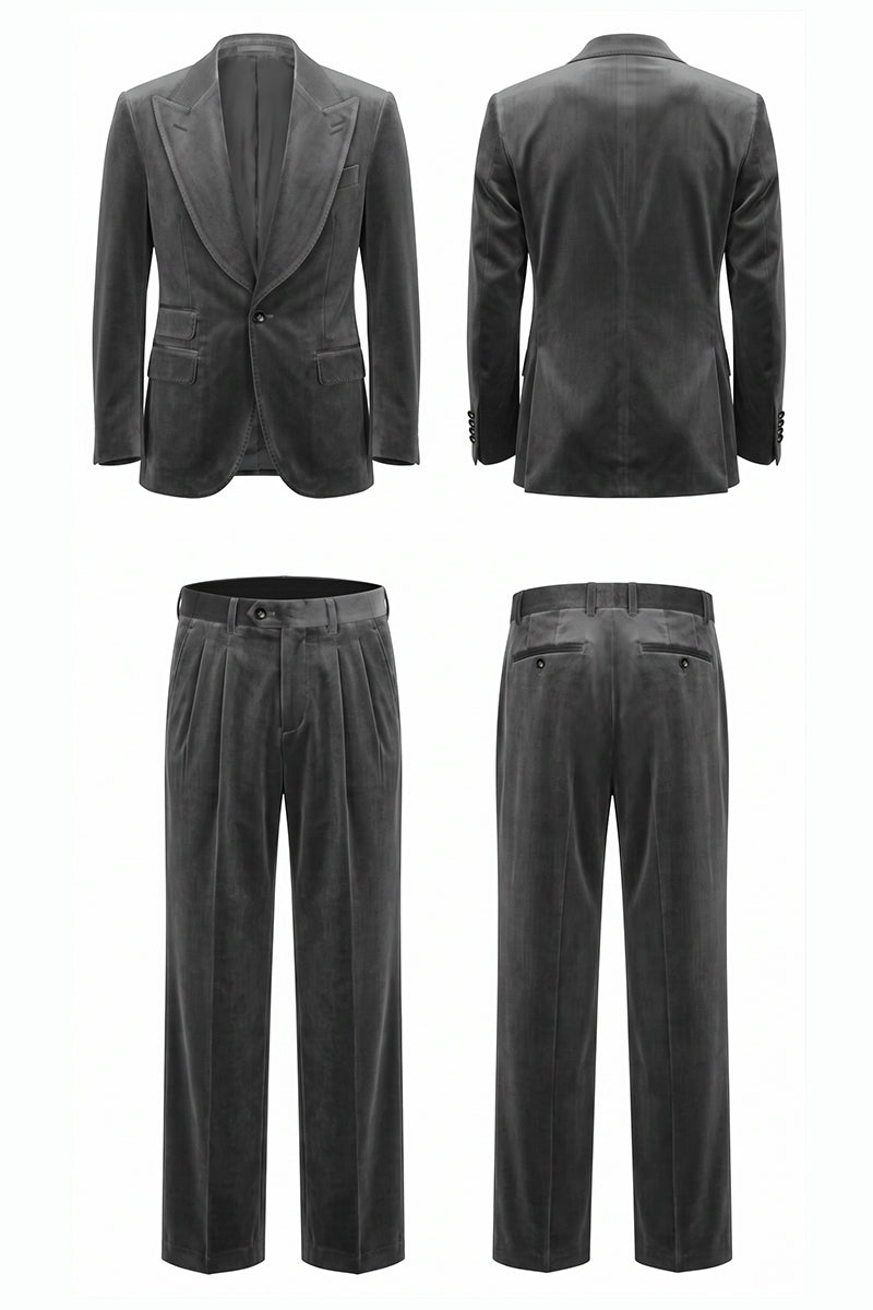 Gray 100% Velvet Blazers
