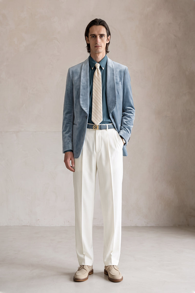 Dusty Blue 100% Velvet Suits