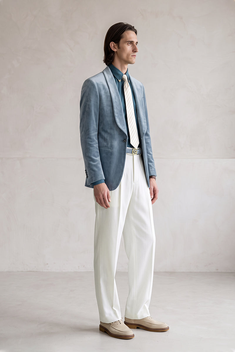 Dusty Blue 100% Velvet Suits