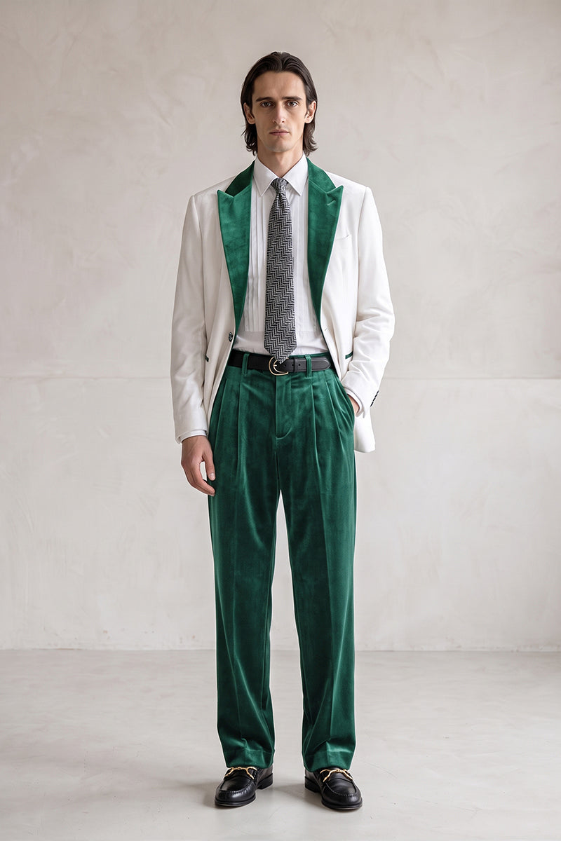 White 100% Velvet Suits