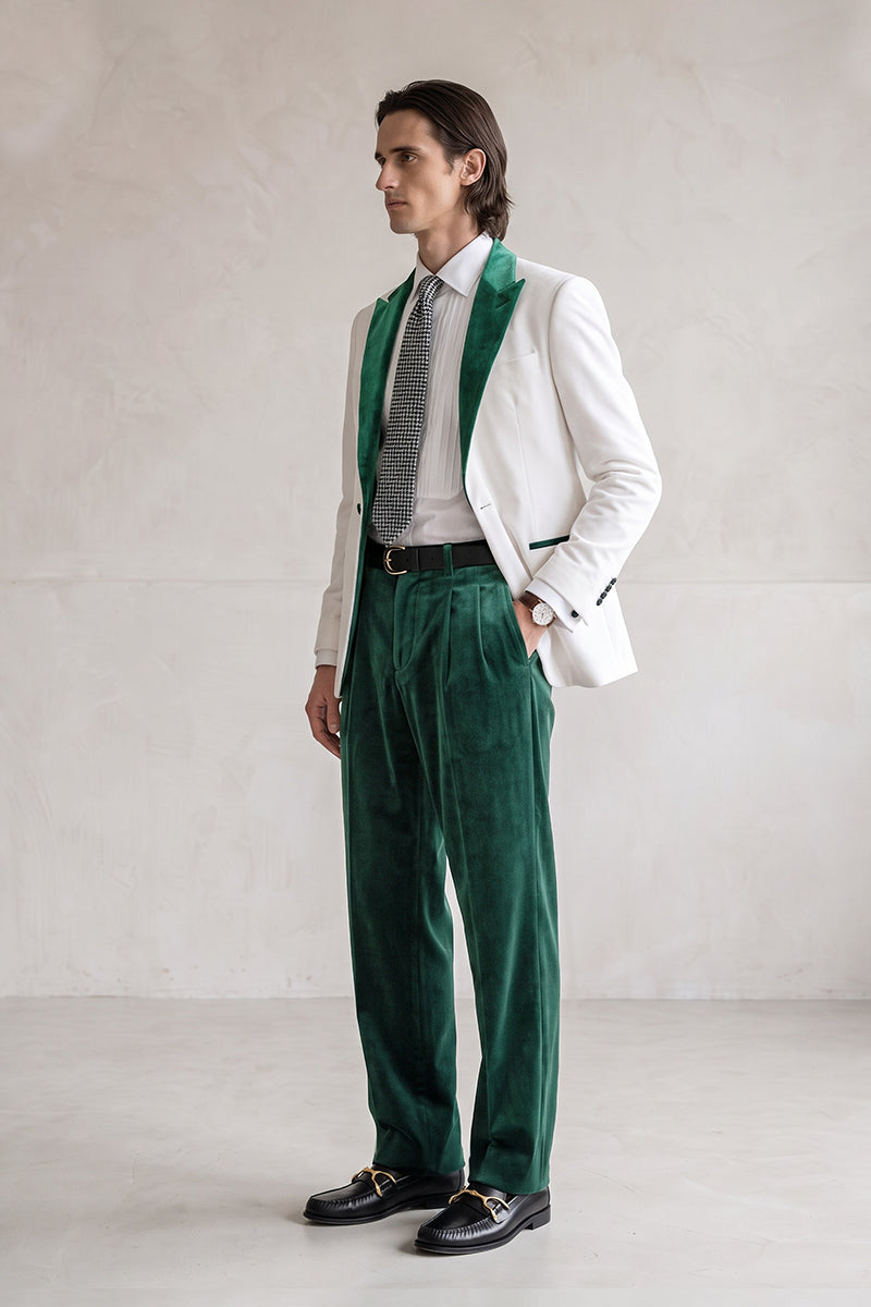 White 100% Velvet Suits