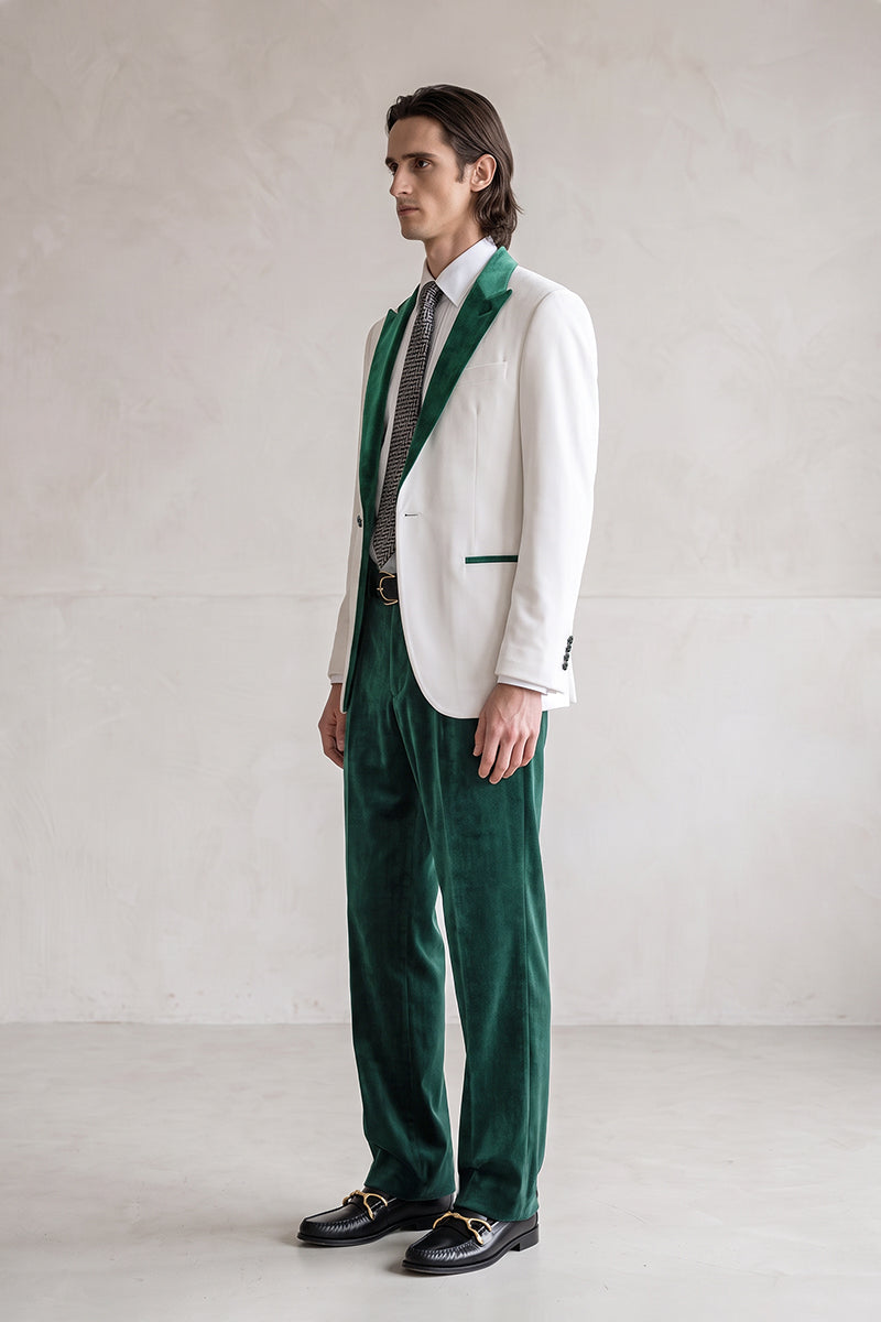 White 100% Velvet Suits