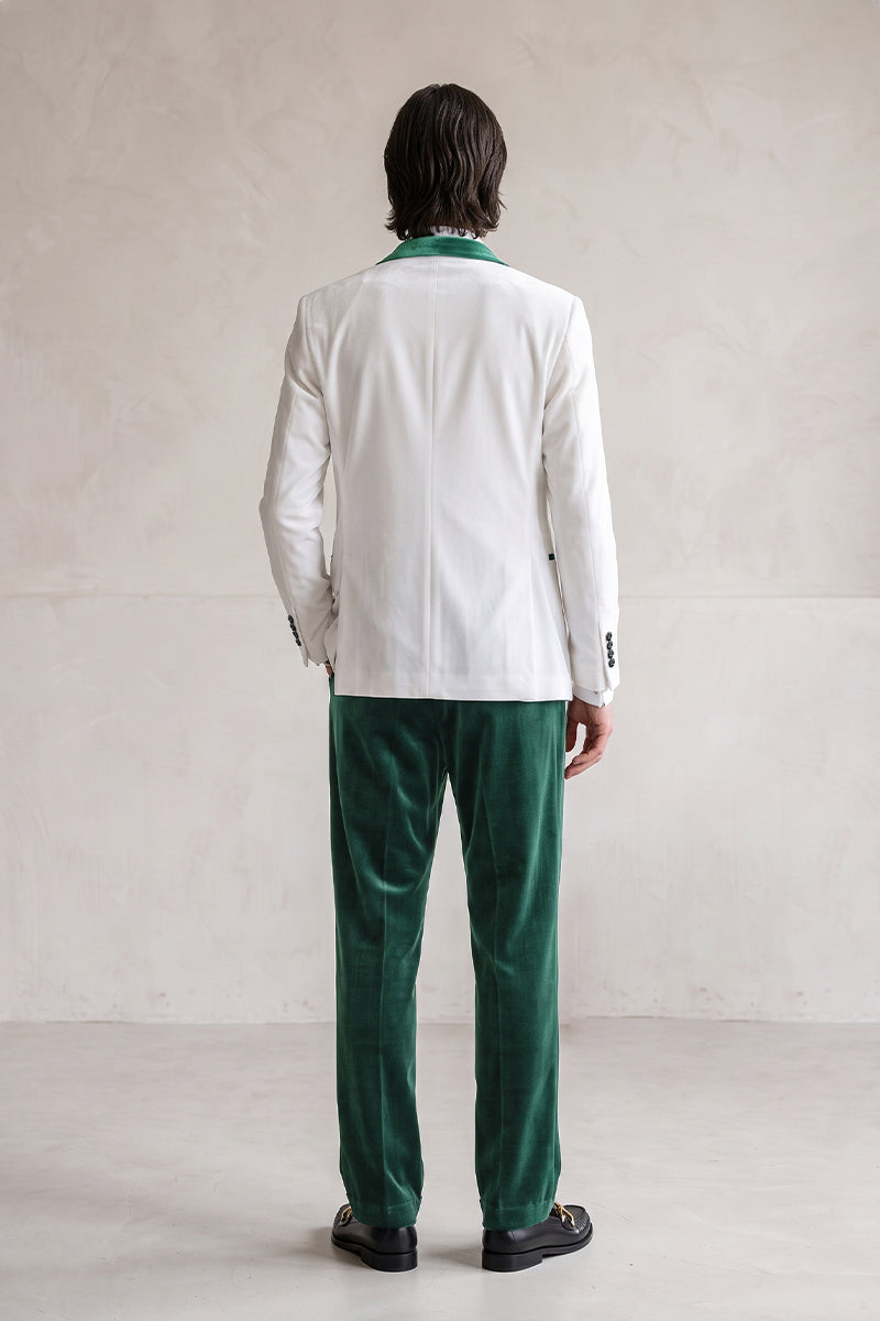 White 100% Velvet Suits