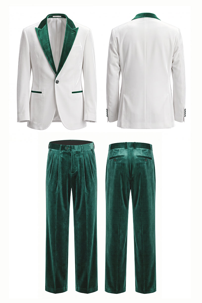 White 100% Velvet Suits