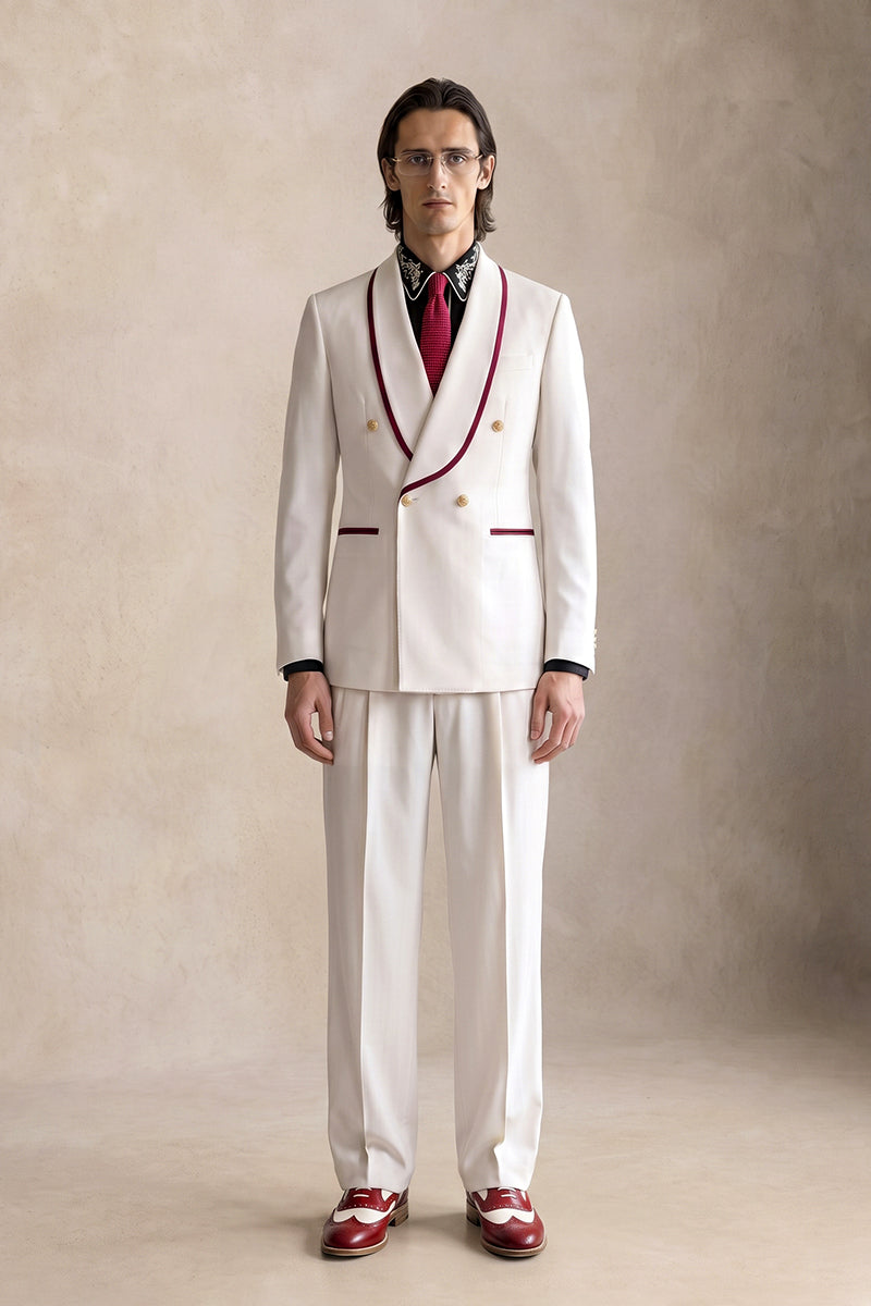 White 100% Velvet Suits
