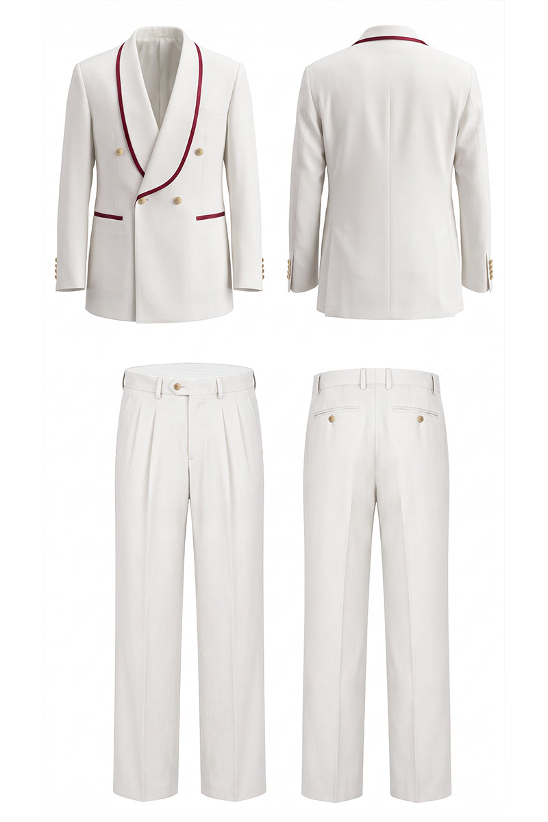 White 100% Velvet Suits